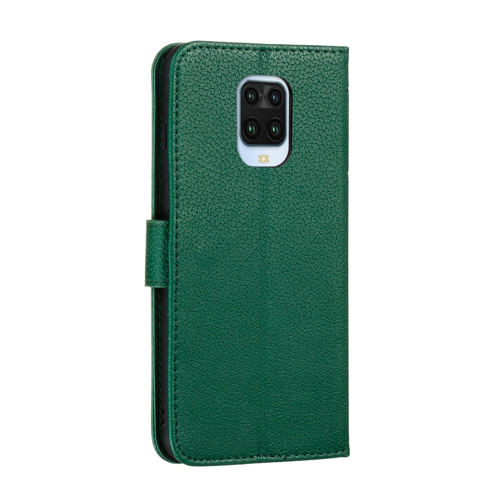 Imprint Feather Pattern Litchi Skin Leather Wallet Case for Xiaomi Redmi Note 9S / Note 9 Pro Max / Note 9 Pro - Green-4