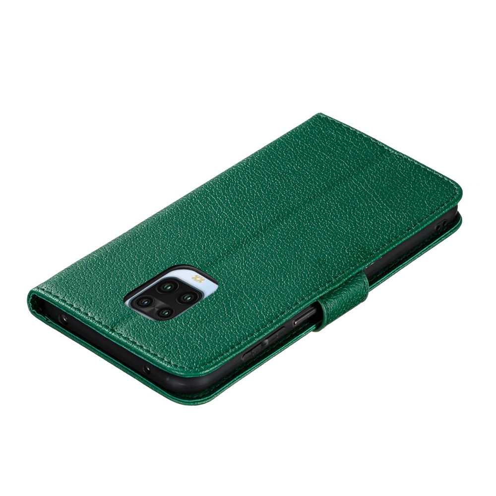 Imprint Feather Pattern Litchi Skin Leather Wallet Case for Xiaomi Redmi Note 9S / Note 9 Pro Max / Note 9 Pro - Green-9