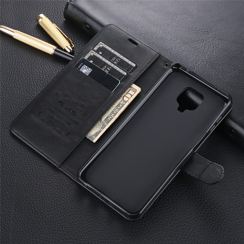 Case de Teléfono Elegante de Cuero AZNS Para Xiaomi Poco M2 Pro/Redmi Note 9 Pro/Redmi Note 9 Pro Max/Redmi Note 9s - Negro