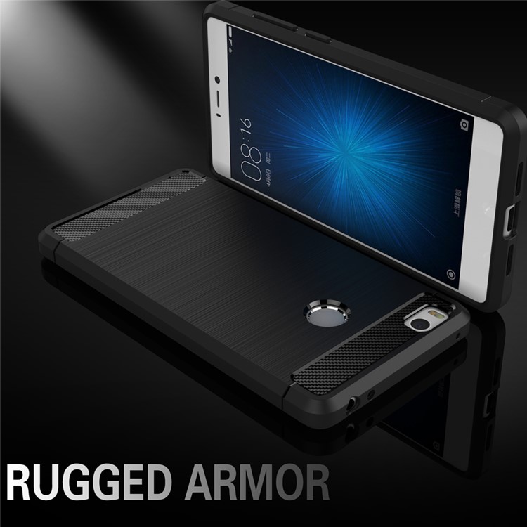 Carbon Fibre Brushed TPU Case for Xiaomi Mi 4S - Black-2
