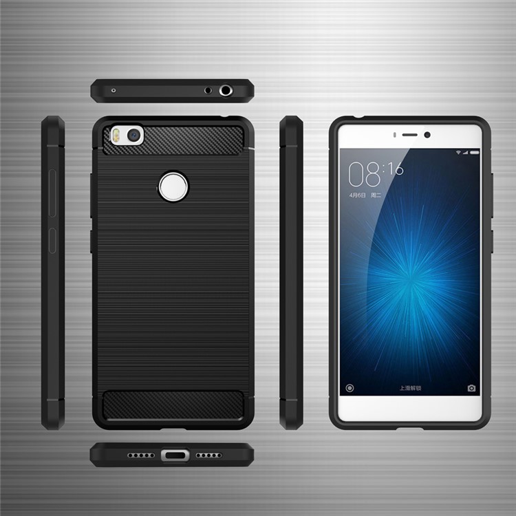 Carbon Fibre Brushed TPU Case for Xiaomi Mi 4S - Black-6