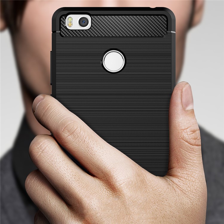 Carbon Fibre Brushed TPU Case for Xiaomi Mi 4S - Black-8