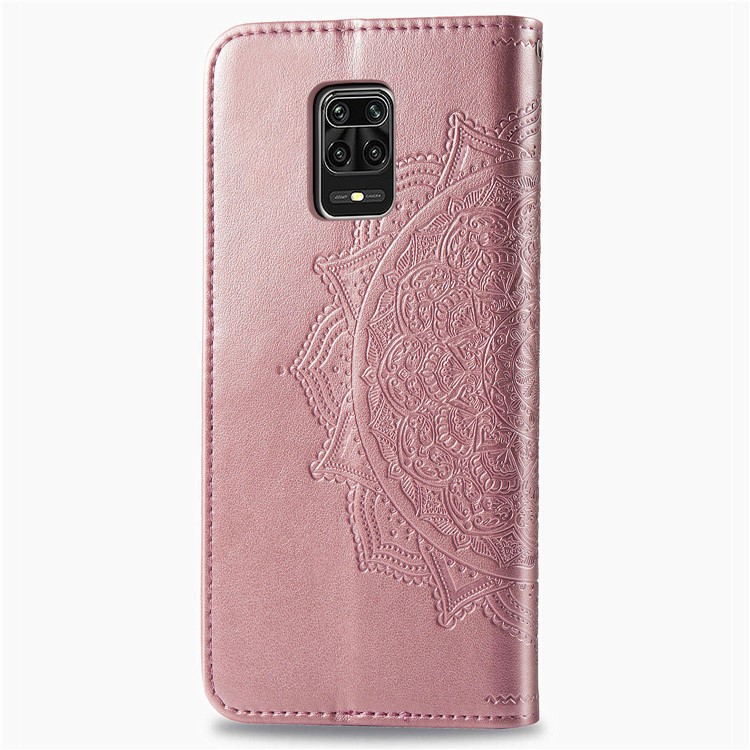 Embossed Mandala Flower Leather Case with Wallet Stand for Xiaomi Redmi Note 9 Pro / Note 9 Pro Max / Note 9S - Rose Gold-6