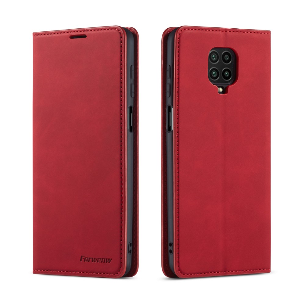 Coque En Cuir Tactile Soyeuse De La Série Forwenw Fantasy Pour Xiaomi Redmi Note 9 Pro / Note 9 Pro Max / Note 9S - Rouge