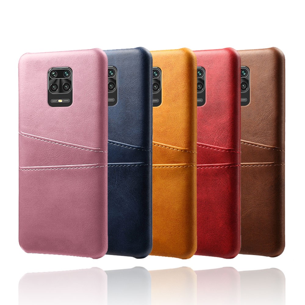 KSQ Double Card Slots PU Leather Coated Plastic Phone Hard Cover for Xiaomi Redmi Note 9 Pro/9 Pro Max/9S - Black-6