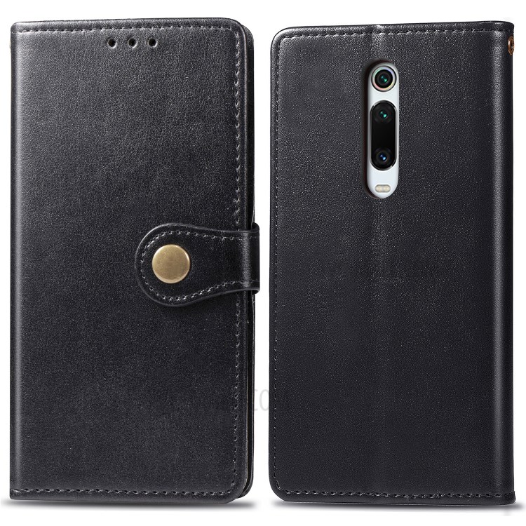 Round Buckle Wallet Leather Stand Case for Xiaomi Redmi K20/Redmi K20 Pro/Mi 9T/Mi 9T Pro - Black-1