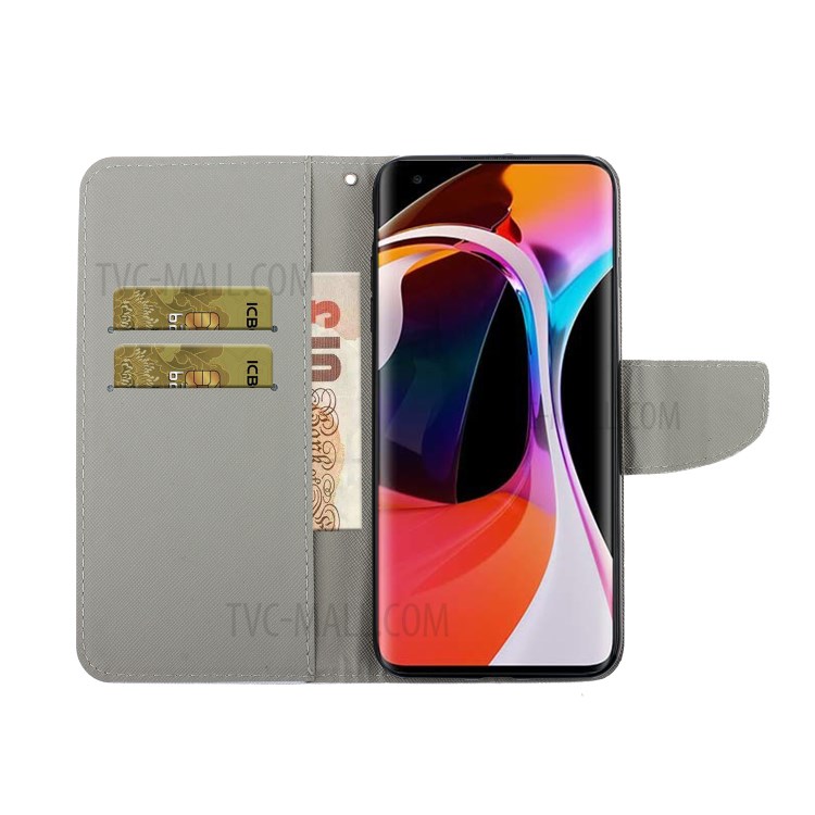 Pattern Printing Magnetic Leather Wallet Stand Case with Strap for Xiaomi Mi 10/10 Pro- Cartoon Animal-7