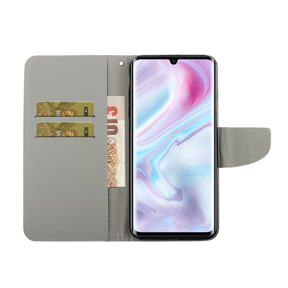 Pattern Printing Leather Stand Case with Card Slots for Xiaomi Mi Note 10/Mi Note 10 Pro - Beach-6