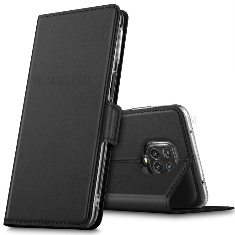 PU Leather Card Slots Stand Mobile Phone Shell for Xiaomi Redmi Note 9 Pro/9 Pro Max/9S - Black-1
