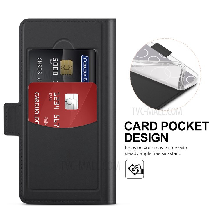 PU Leather Card Slots Stand Mobile Phone Shell for Xiaomi Redmi Note 9 Pro/9 Pro Max/9S - Black-3