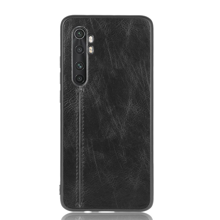 PC + TPU Hybrid Coated Shell de Couro Para Xiaomi Mi Note 10 Lite - Preto