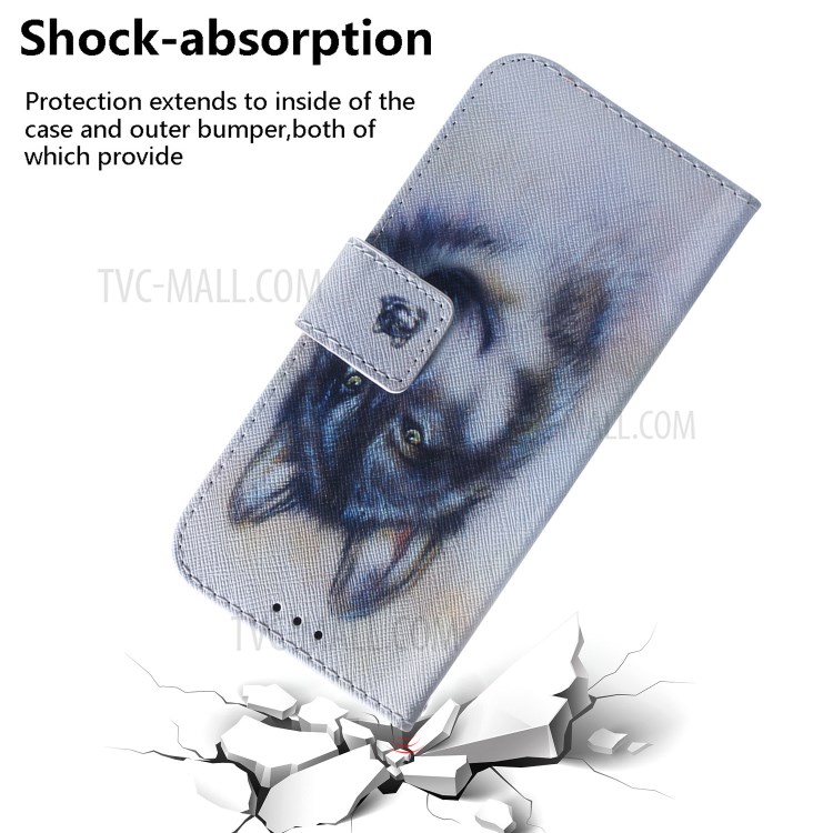 Pattern Printing Leather Wallet Case with Stand Protective Shell for Xiaomi Redmi Note 9S/9 Pro Max - Wolf-5