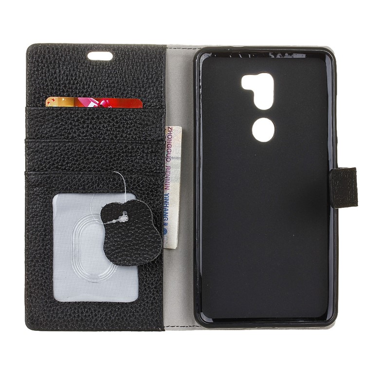 Litchi Grain Genuine Leather Wallet Phone Case for Xiaomi Mi 5s Plus - Black-4