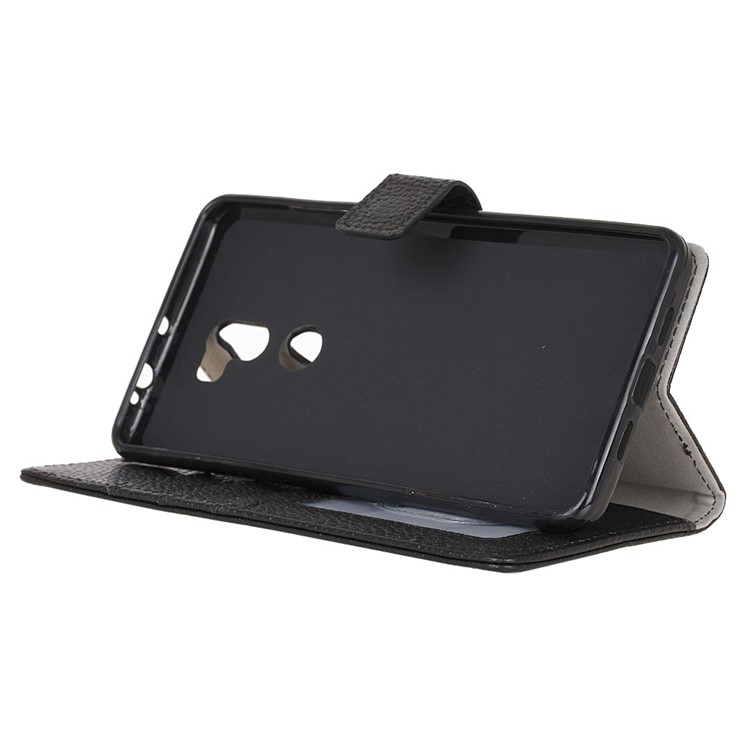 Litchi Grain Genuine Leather Wallet Phone Case for Xiaomi Mi 5s Plus - Black-5