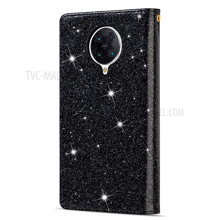 Glittery Starry Style Laser Carving Unique Leather Case for Xiaomi Redmi K30 Pro/Poco F2 Pro - Black-2