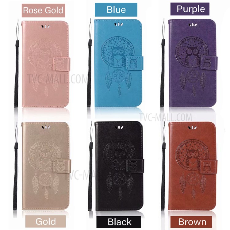 Imprinted Dream Catcher Owl Leather Wallet Case for Xiaomi Redmi Note 9 Pro/Note 9S - Black-10