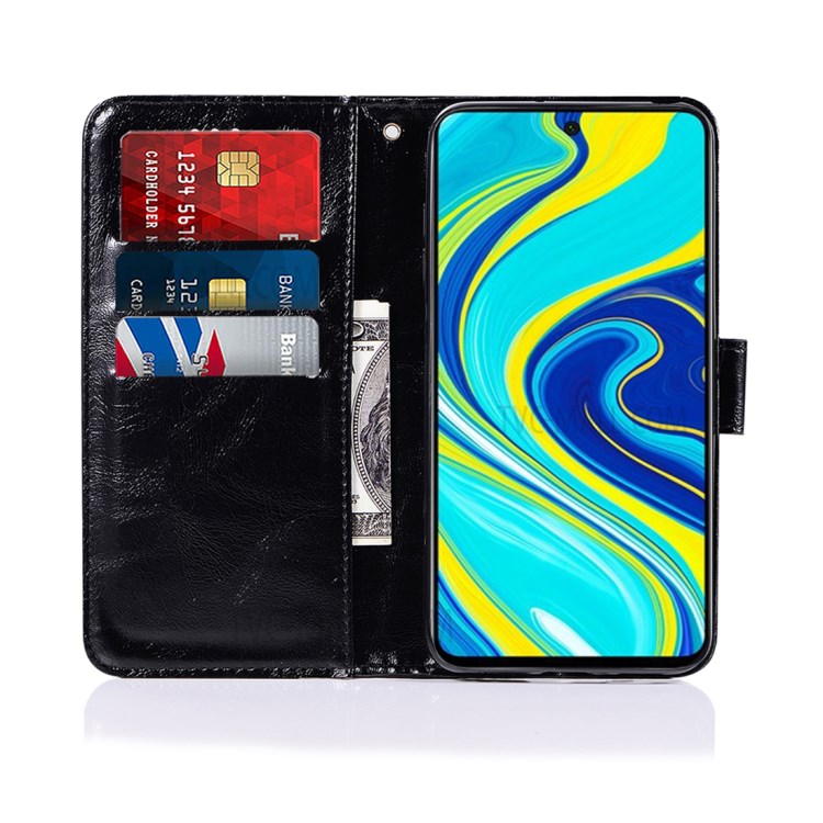Premium Vintage Leather Wallet Stand Case for Xiaomi Redmi Note 9 Pro/Note 9S - Black-3
