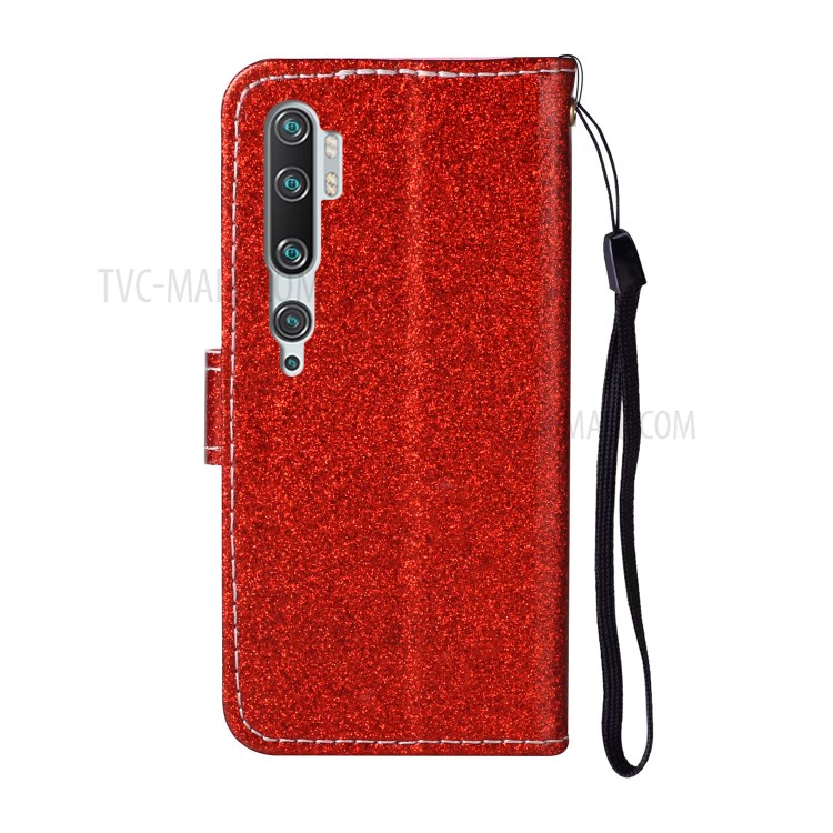 Flash Powder Wallet Leather Stand Case for Xiaomi Mi CC9 Pro - Red-3