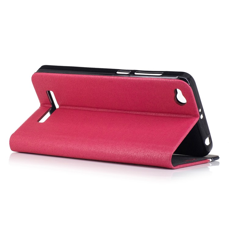 Card Slot Leather Stand Assorted Color Cover for Xiaomi Redmi 4a - Red-3