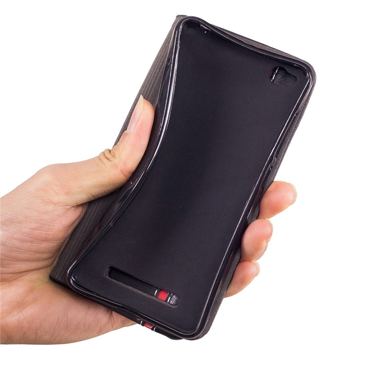 Card Slot Leather Stand Assorted Color Cover for Xiaomi Redmi 4a - Red-8