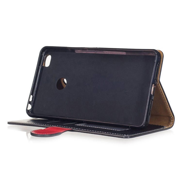 For Xiaomi Mi Max Graceful Series Stitching Leather Wallet Phone Case - Black-4