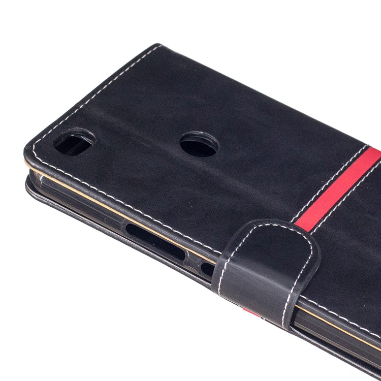 For Xiaomi Mi Max Graceful Series Stitching Leather Wallet Phone Case - Black-6