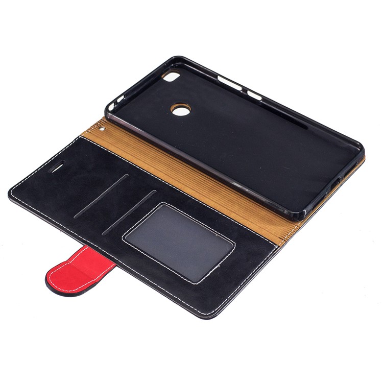 For Xiaomi Mi Max Graceful Series Stitching Leather Wallet Phone Case - Black-7