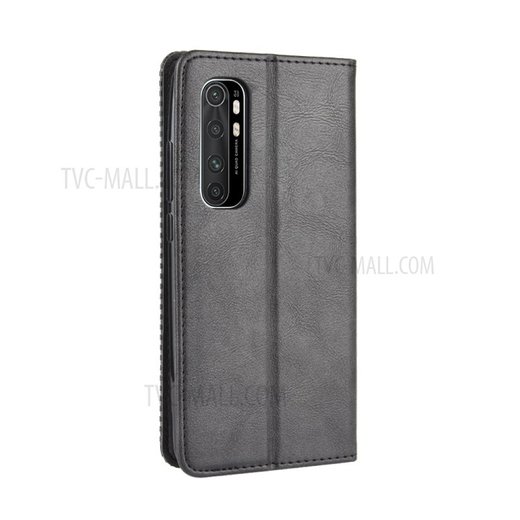 Auto-absorbed Retro Leather Case for Xiaomi Mi Note 10 Lite - Black-7