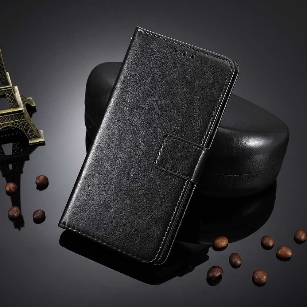 Verrückte Pferdpu Lederschale Mit Brieftasche Für Xiaomi Redmi Note 9/Redmi 10x 4g - Schwarz