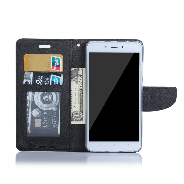 XIEKE Moon Poem Leather Case with Card Slots and Magnet Closure for Xiaomi Redmi Note 4 - Black-3