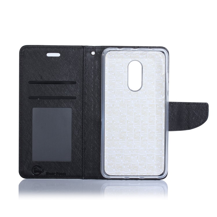 XIEKE Moon Poem Leather Case with Card Slots and Magnet Closure for Xiaomi Redmi Note 4 - Black-4