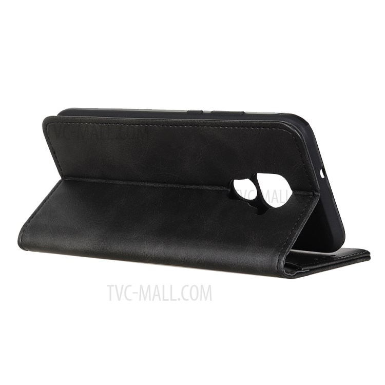 Auto-absorbed Split Leather Wallet Mobile Cover for Xiaomi Redmi Note 9/Redmi 10X 4G - Black-4