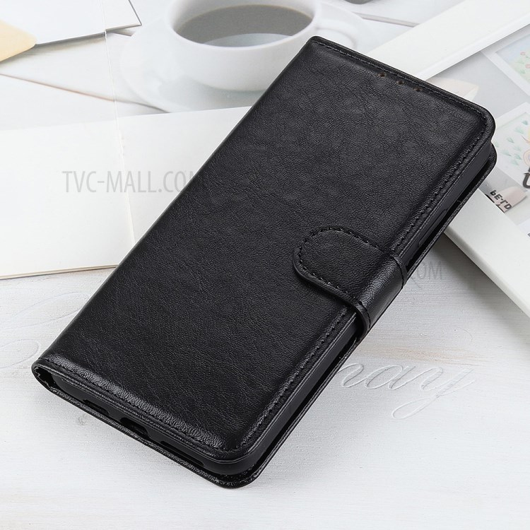 Crazy Horse Leather Shell with Wallet Stand Cover for Xiaomi Mi 10 Lite - Black-10