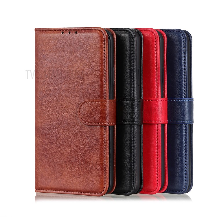 Crazy Horse Leather Shell with Wallet Stand Cover for Xiaomi Mi 10 Lite - Black-11