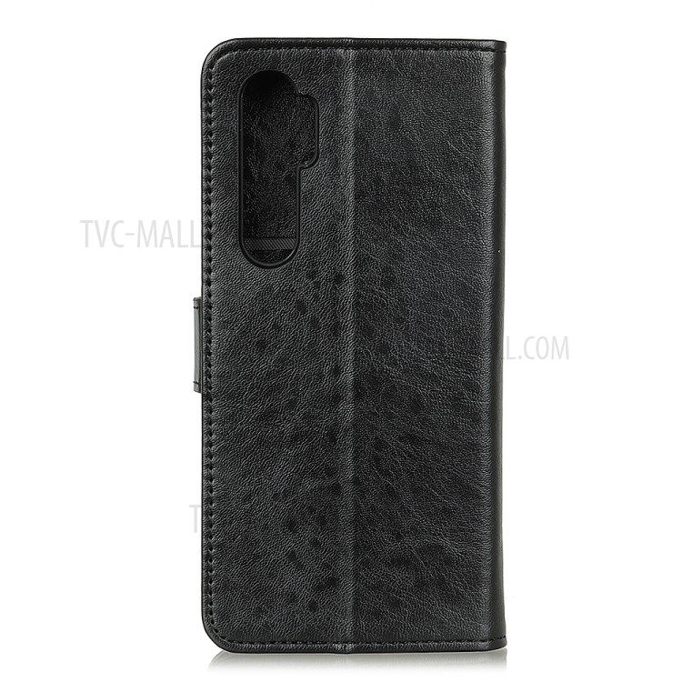 Crazy Horse Leather Shell with Wallet Stand Cover for Xiaomi Mi 10 Lite - Black-3