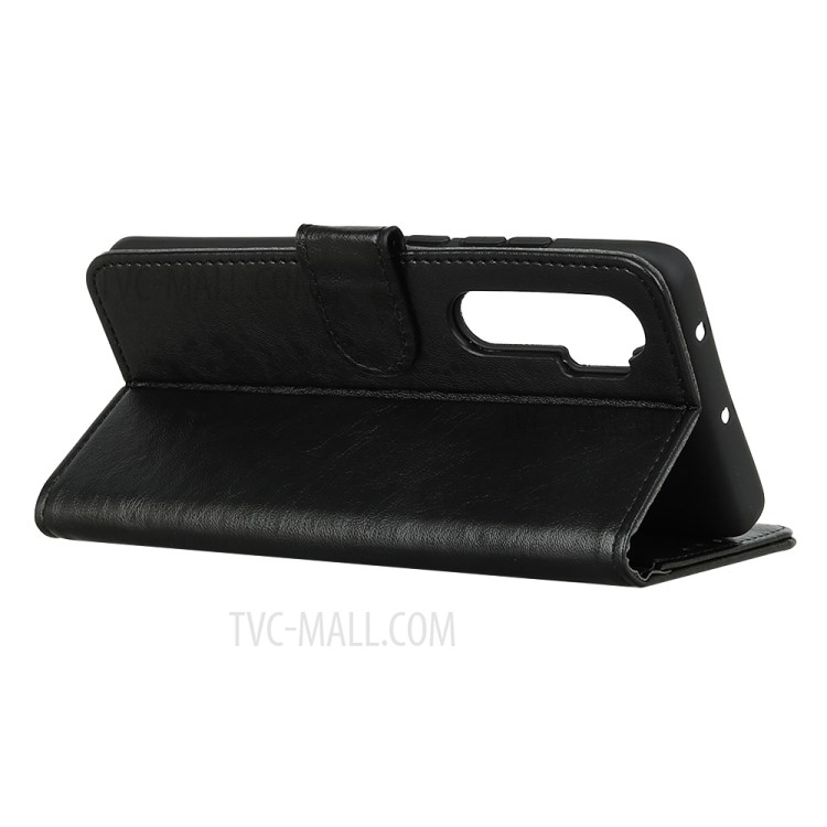 Crazy Horse Leather Shell with Wallet Stand Cover for Xiaomi Mi 10 Lite - Black-4