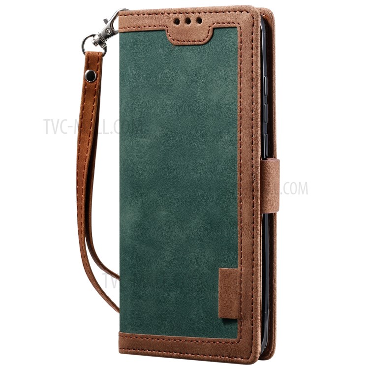 Vintage Splicing Style Wallet Stand Leather Unique Cover for Xiaomi Mi 10 - Green-3