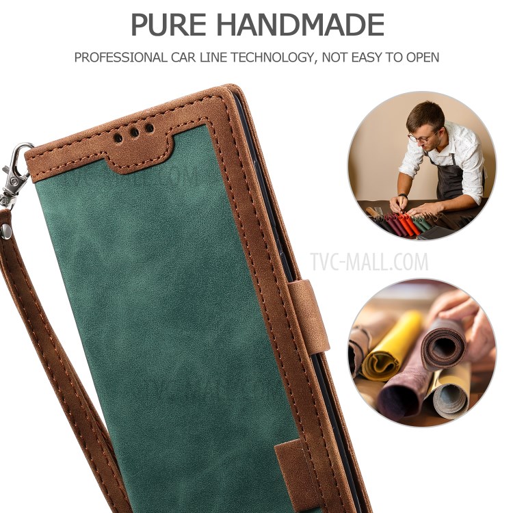 Vintage Splicing Style Wallet Stand Leather Unique Cover for Xiaomi Mi 10 - Green-7
