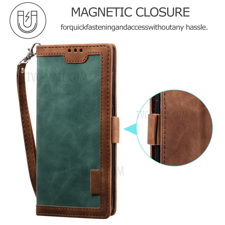 Vintage Splicing Style Wallet Stand Leather Unique Cover for Xiaomi Mi 10 - Green-8