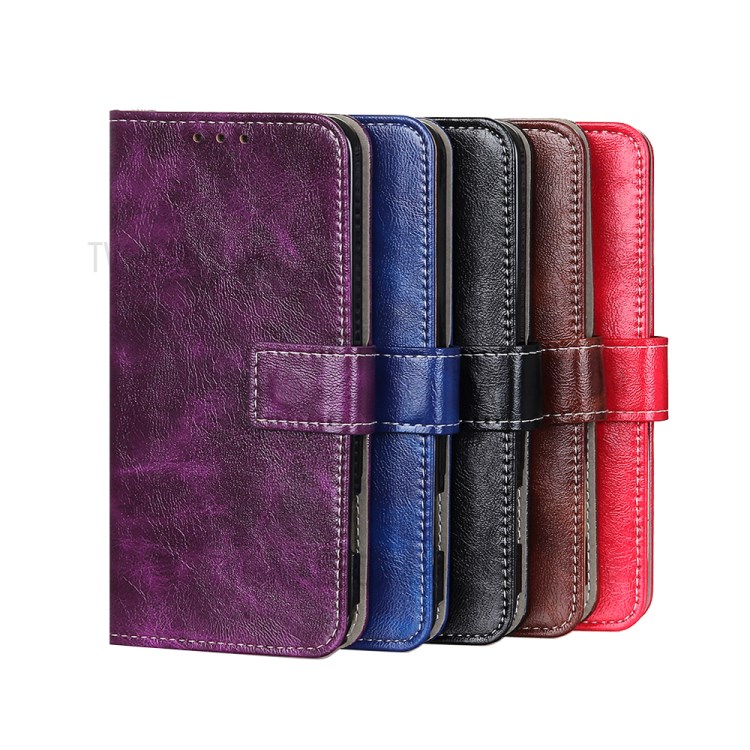 Crazy Horse Wallet Leather Stand Case for Xiaomi Mi Note 10 Lite - Black-10