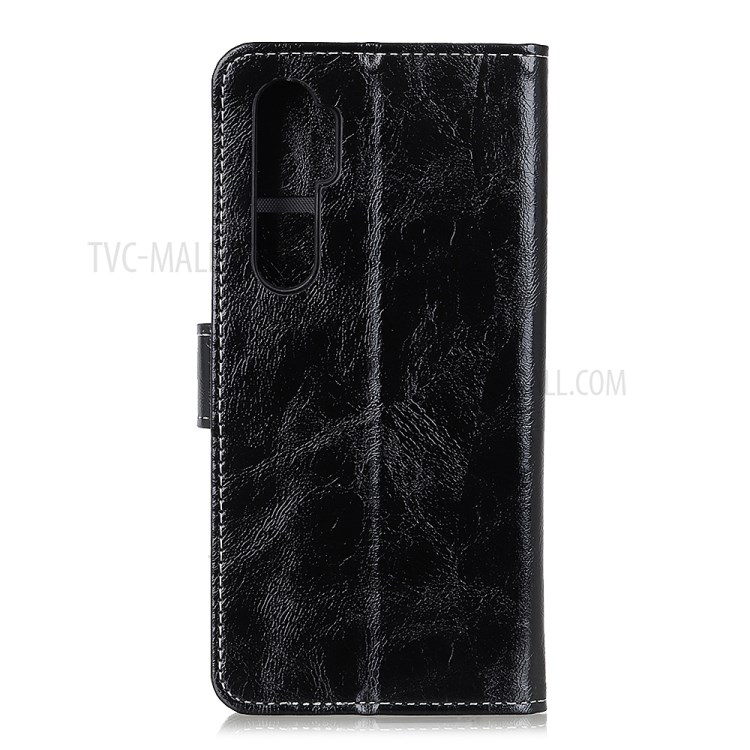 Crazy Horse Wallet Leather Stand Case for Xiaomi Mi Note 10 Lite - Black-2