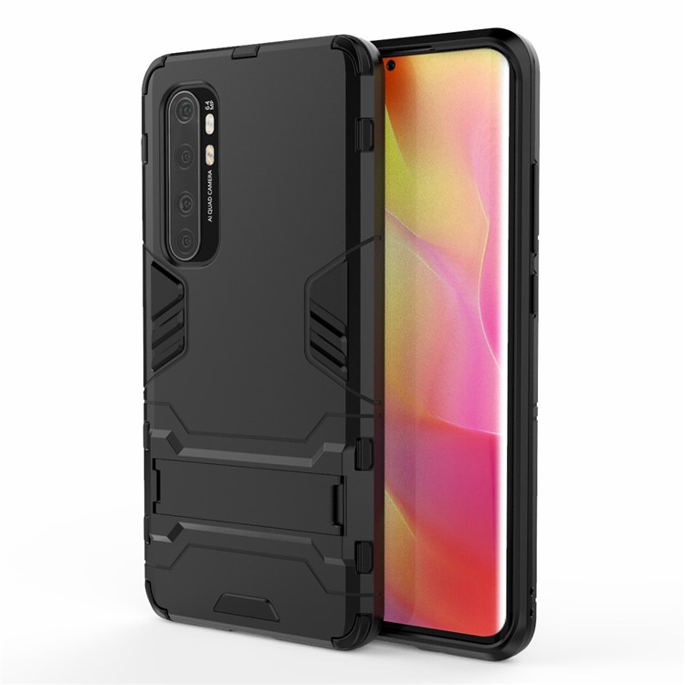 2 in 1 PC + TPU Hybrid Mobile Shell Mit Ständer Für Xiaomi Mi Note 10 Lite - Schwarz