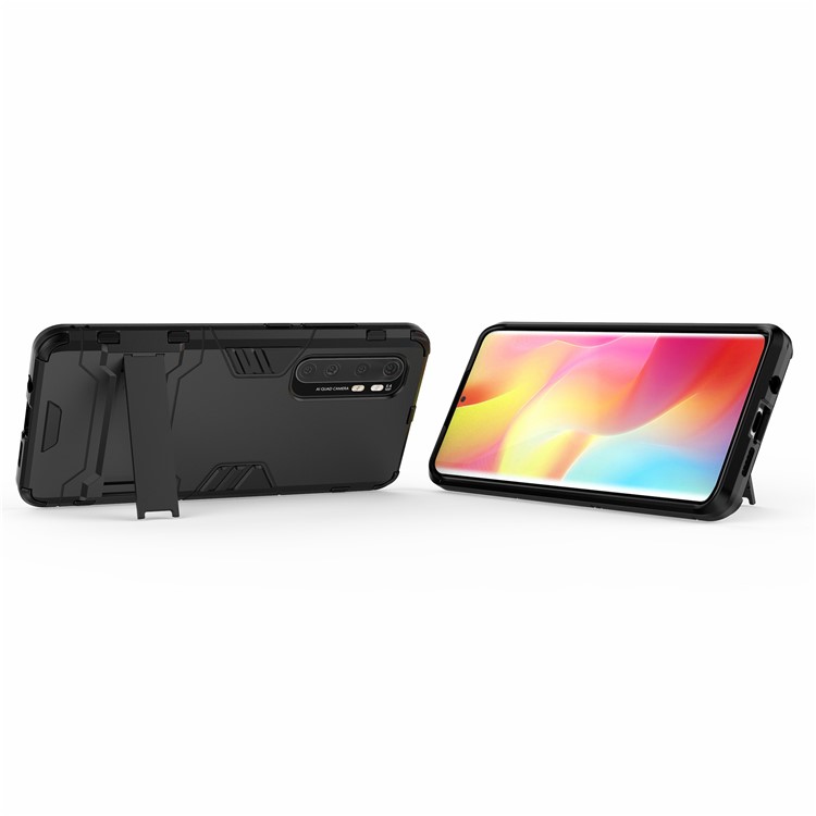 2 in 1 PC + TPU Hybrid Mobile Shell with Kickstand for Xiaomi Mi Note 10 Lite - Black-3