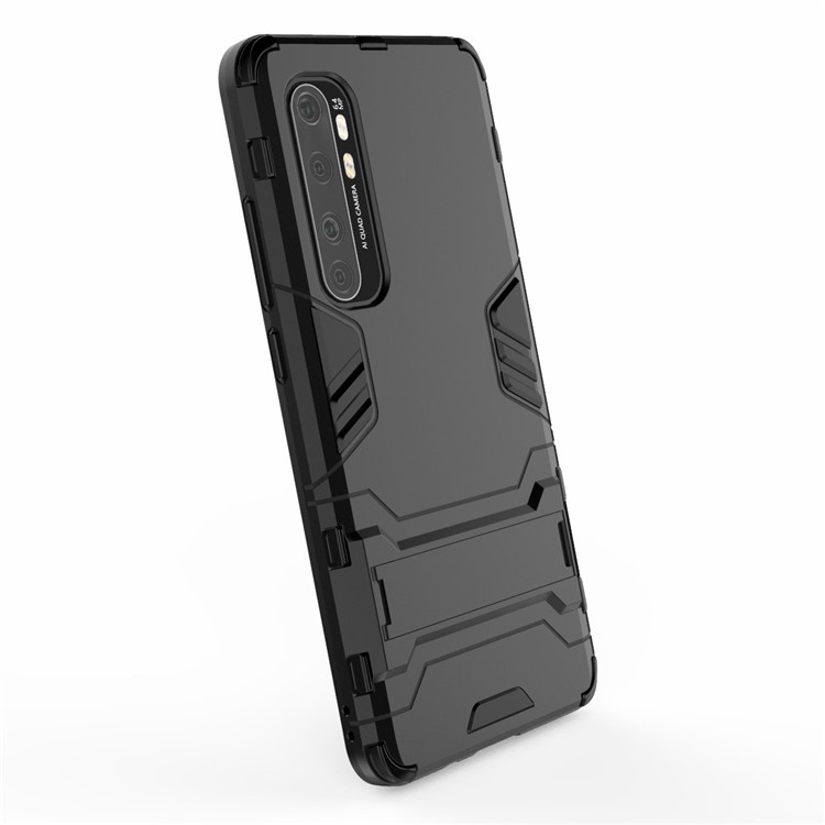 2 en 1 PC + TPU Híbrido Móvil Con Kickstand Para Xiaomi Mi Note 10 Lite - Negro