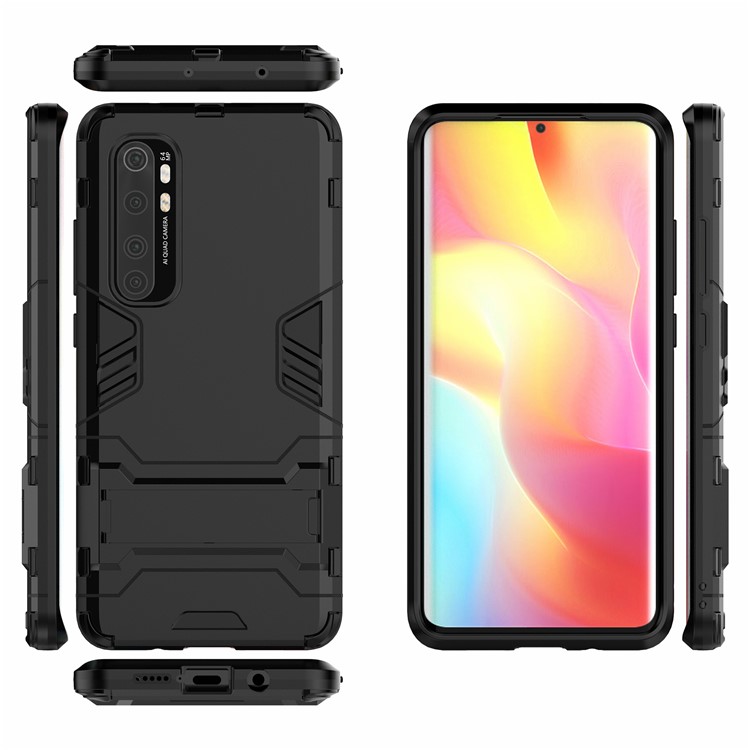 2 en 1 PC + TPU Híbrido Móvil Con Kickstand Para Xiaomi Mi Note 10 Lite - Negro