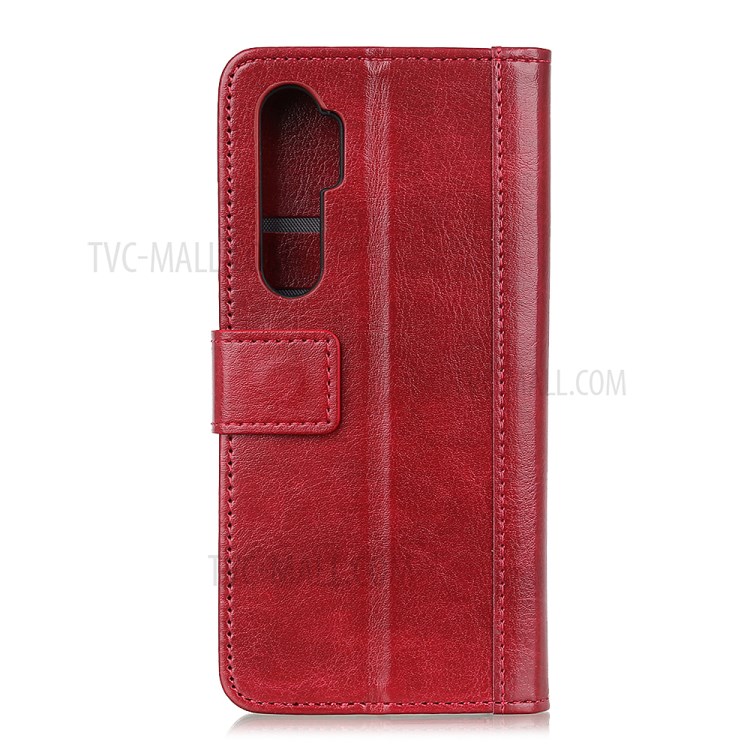 Rivet Decor Crazy Horse Leather Wallet Protective Cover for Xiaomi Mi Note 10 Lite - Red-2