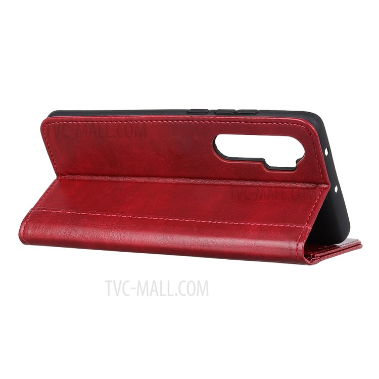 Rivet Decor Crazy Horse Leather Wallet Protective Cover for Xiaomi Mi Note 10 Lite - Red-3