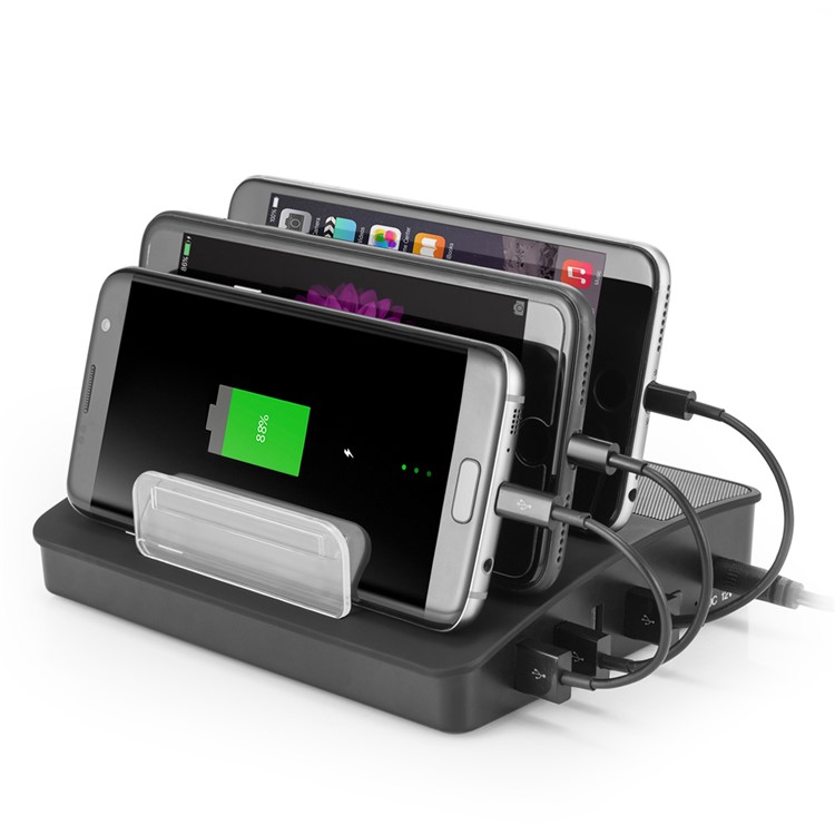4 Ports USB Charging Station Dock with Wireless Bluetooth Speaker - Black / EU Plug-2