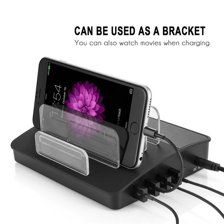 4 Ports USB Charging Station Dock with Wireless Bluetooth Speaker - Black / EU Plug-3