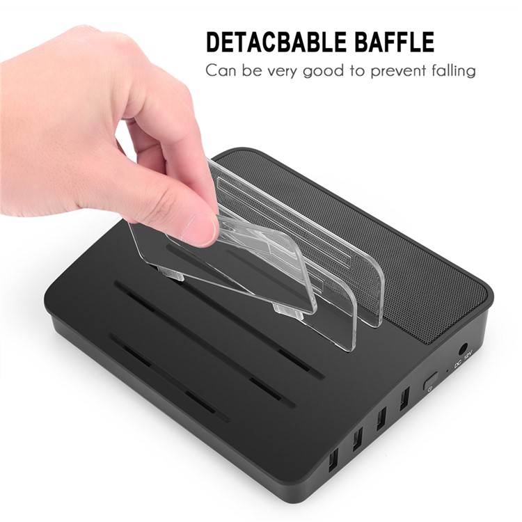 4 Ports USB Charging Station Dock with Wireless Bluetooth Speaker - Black / EU Plug-4